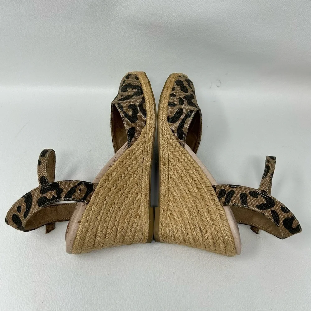 Adam Tucker Espadrille Leopard Print Wedges, Women’s Size 7M